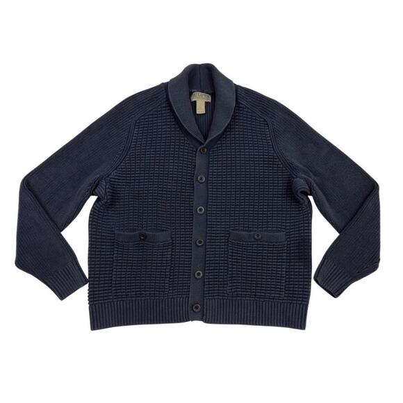 Duluth Trading Co Shawl Collar Cardigan Sweater Men XL Navy Cotton Kni - Picture 1 of 8